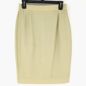 Louis Feraud Skirt Womens 8 Beige Gold Wool Blend Lined Pencil Back Zip Vintage